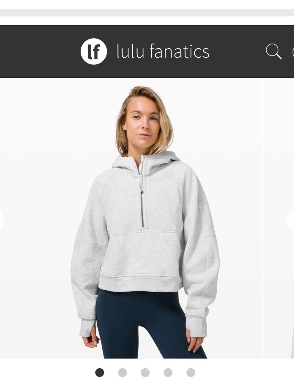 Lululemon Scuba Oversized 1/2 Zip Hoodie Sz XS/S Heathered Core Ultra Light Grey